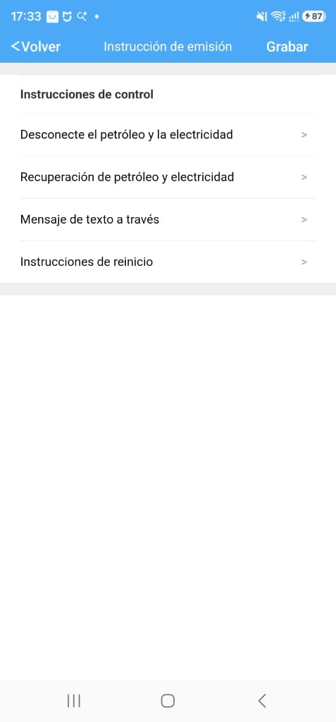 Menú de apagado y recuperación de motor en App DAGPS GeoVigilante