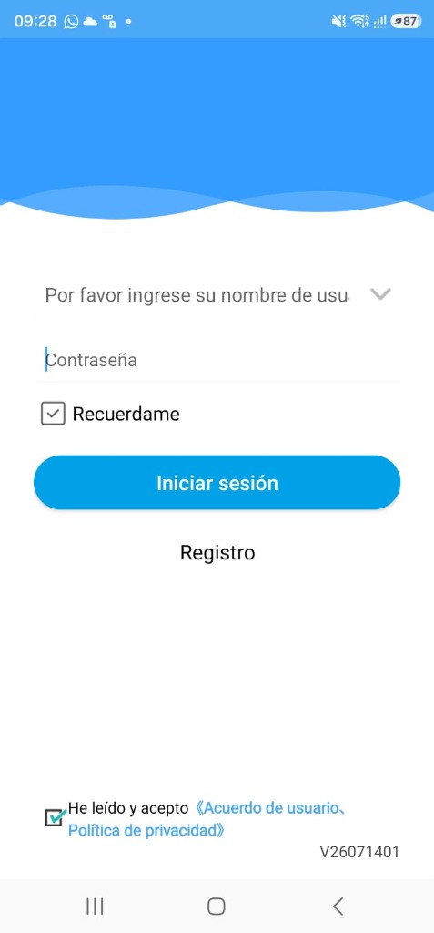 Paso 1 tocar en Registro en App DAGPS